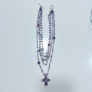 Virgins Saints and Angels multi-strand rosary necklace with removable cross.